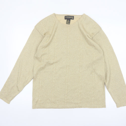 LISA Originals Women's Beige L Metallic Knit Pullover Jumper