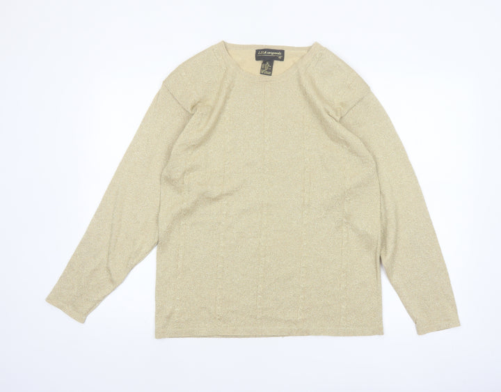 LISA Originals Women's Beige L Metallic Knit Pullover Jumper