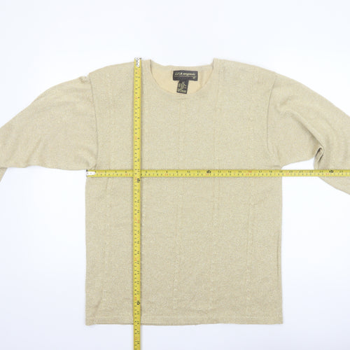 LISA Originals Women's Beige L Metallic Knit Pullover Jumper