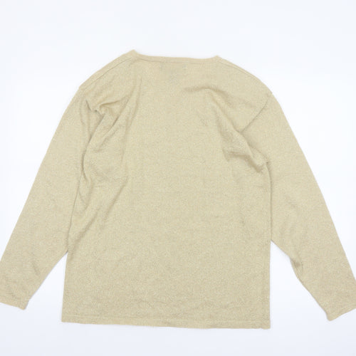 LISA Originals Women's Beige L Metallic Knit Pullover Jumper