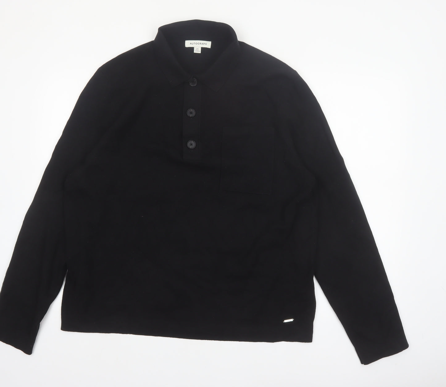 Marks and Spencer Autograph Men’s 2XL Black Henley Jumper