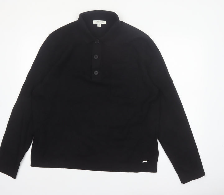 Marks and Spencer Autograph Men’s 2XL Black Henley Jumper