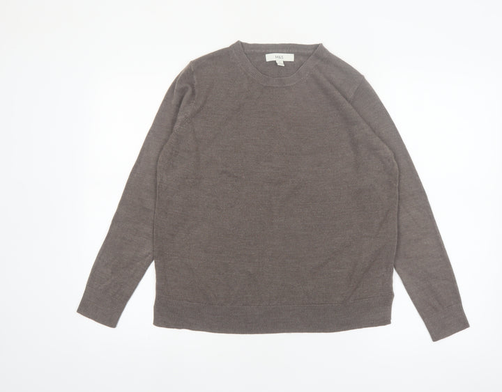 Marks and Spencer Women's Brown Crew Neck Acrylic Jumper Size 10