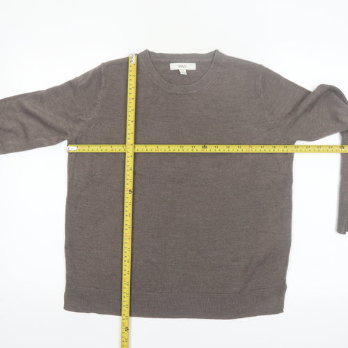 Marks and Spencer Women's Brown Crew Neck Acrylic Jumper Size 10