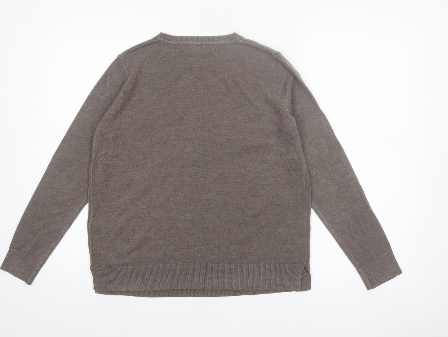 Marks and Spencer Women's Brown Crew Neck Acrylic Jumper Size 10