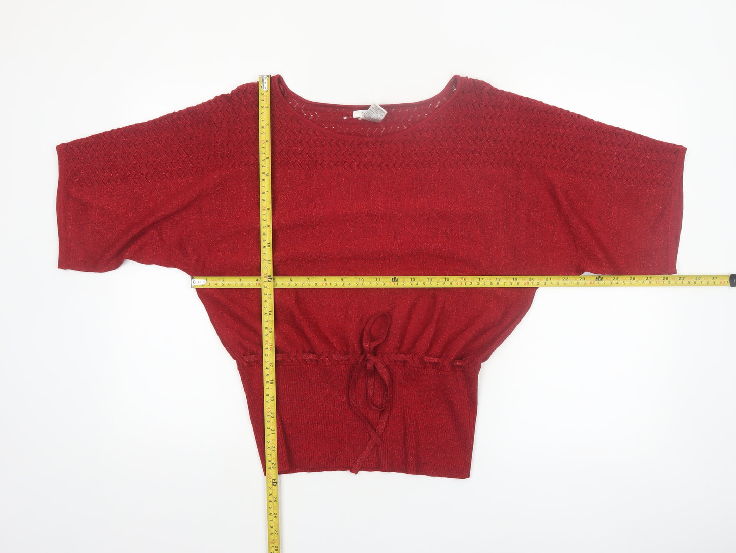 Isela Women's Red Boat Neck Knit Pullover Jumper Size M
