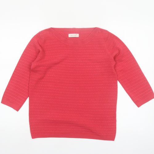 Marks and Spencer Women Pink Size 12 Crew Neck 3/4 Sleeve Jumper