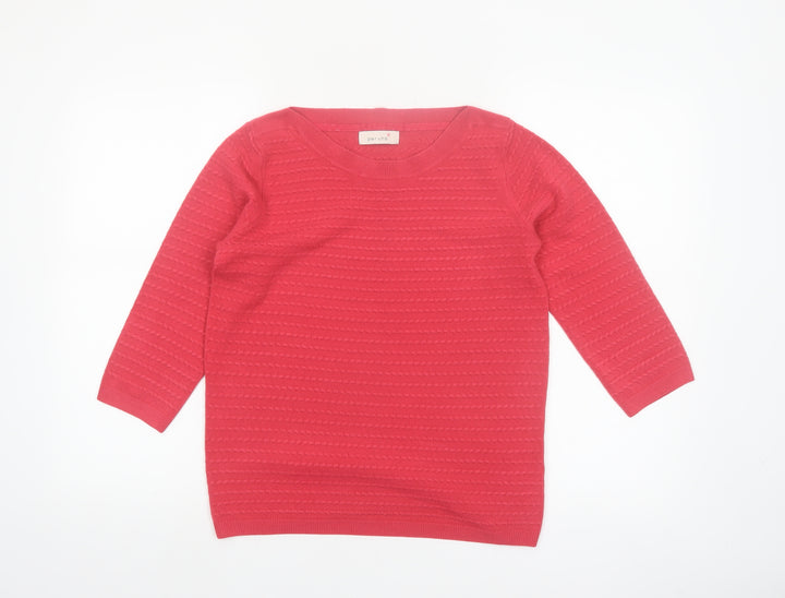 Marks and Spencer Women Pink Size 12 Crew Neck 3/4 Sleeve Jumper