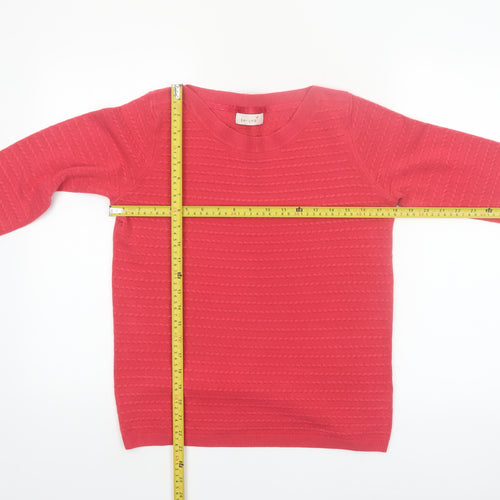 Marks and Spencer Women Pink Size 12 Crew Neck 3/4 Sleeve Jumper