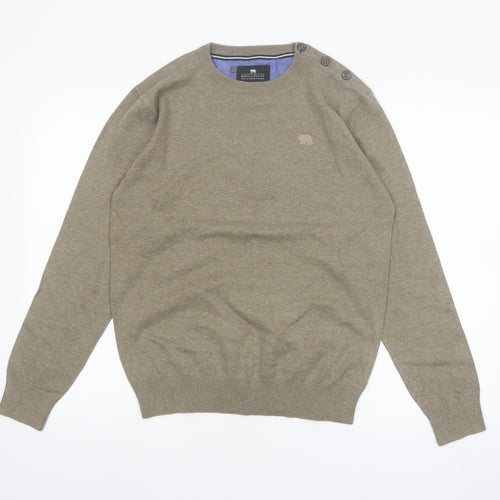 Bruce & Butler Men’s Brown Crew Neck Button Jumper Size L