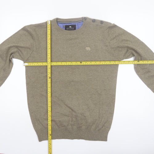 Bruce & Butler Men’s Brown Crew Neck Button Jumper Size L