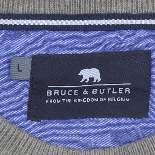 Bruce & Butler Men’s Brown Crew Neck Button Jumper Size L