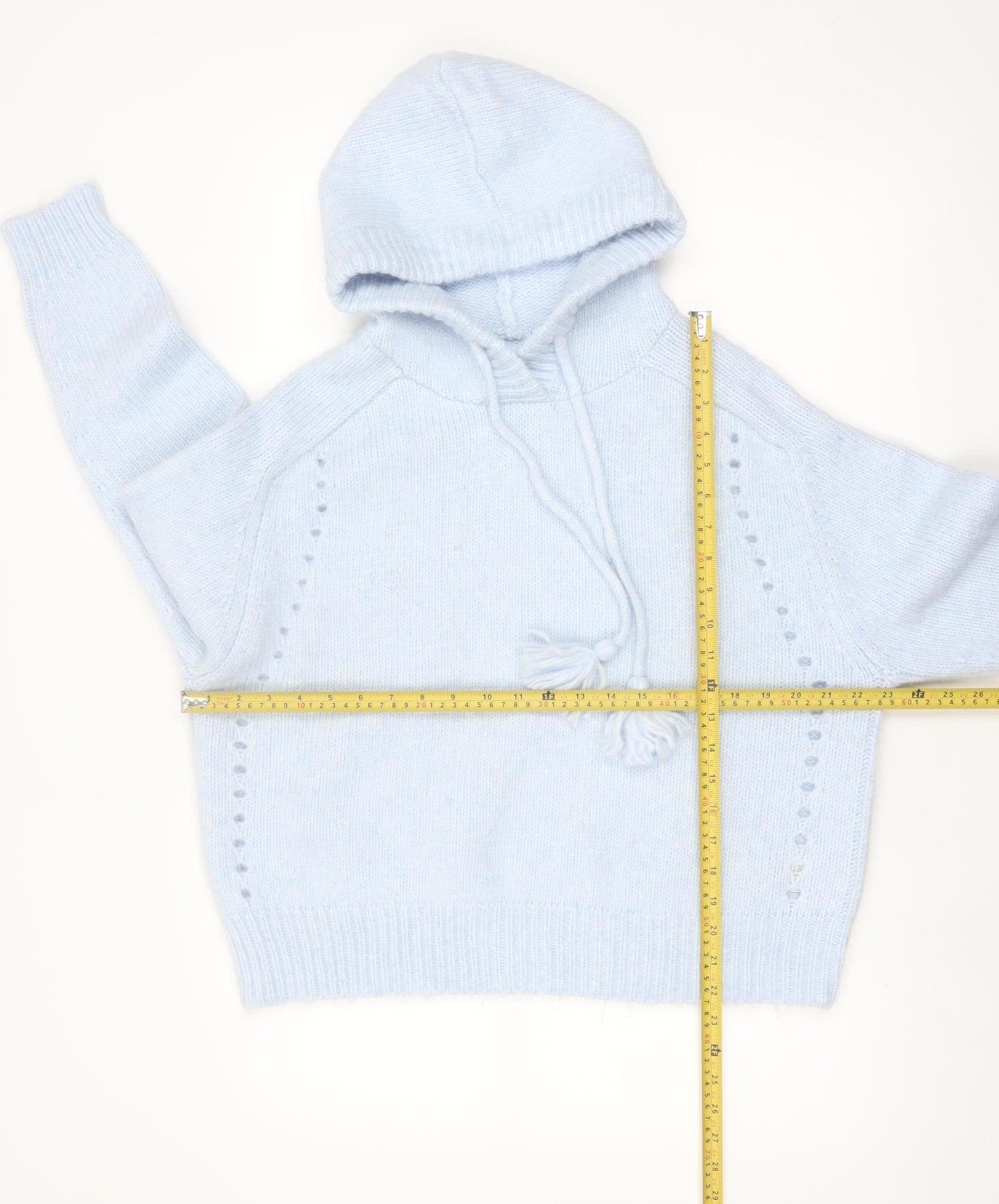 Marks and Spencer Per Una Women's Blue Hooded Knit Jumper M