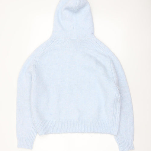 Marks and Spencer Per Una Women's Blue Hooded Knit Jumper M