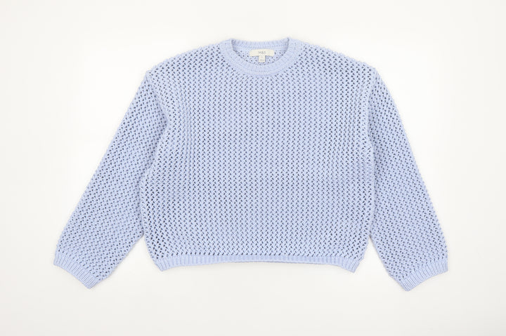 Marks and Spencer Women Blue Open-Knit Polyester Jumper M