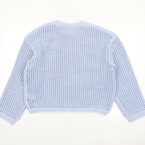 Marks and Spencer Women Blue Open-Knit Polyester Jumper M
