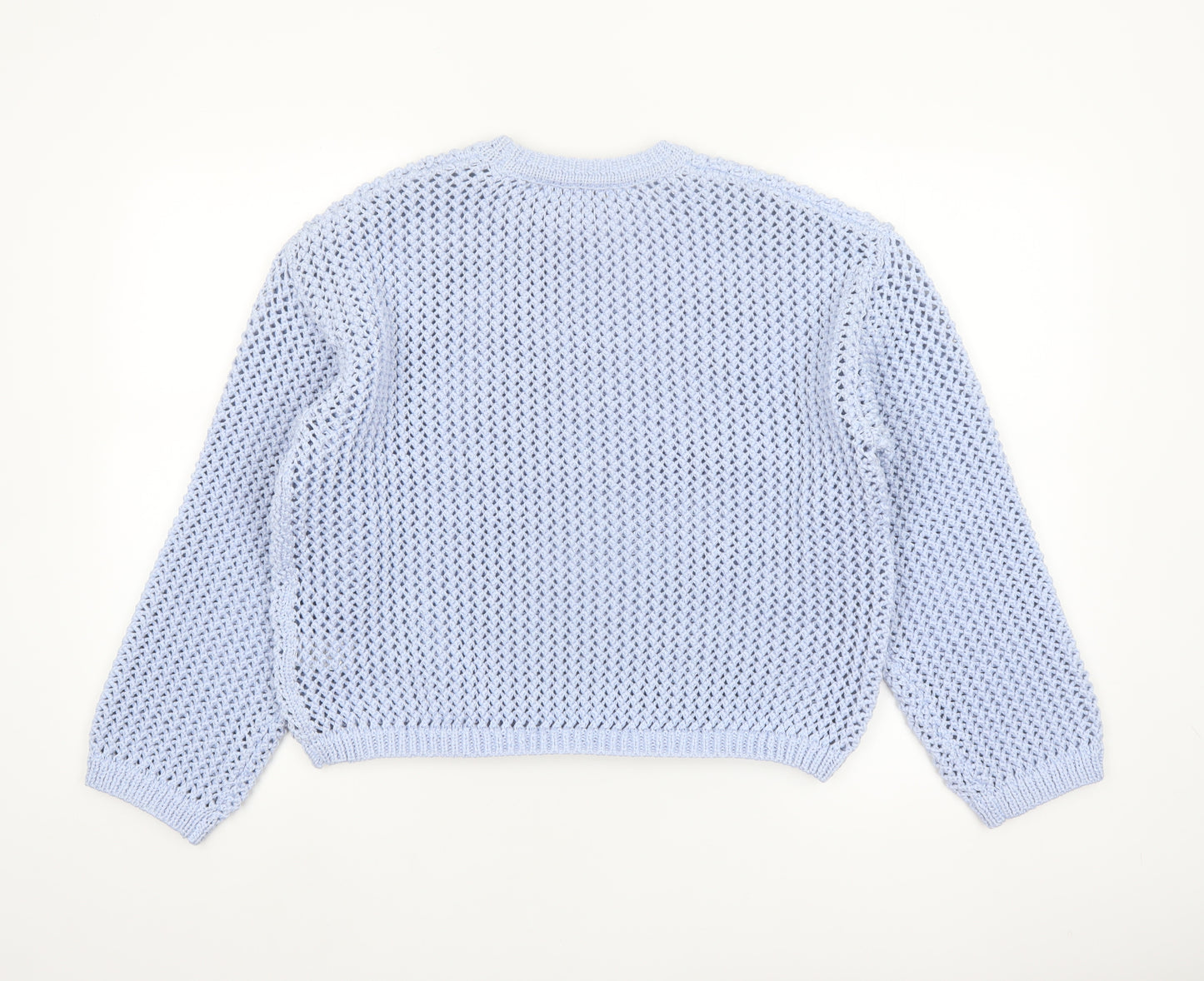 Marks and Spencer Women Blue Open-Knit Polyester Jumper M