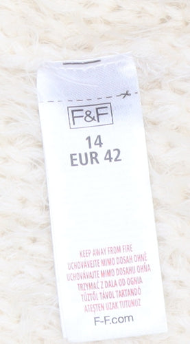 F&F Women’s Ivory Long Sleeve Chunky Knit Cardigan Size 14