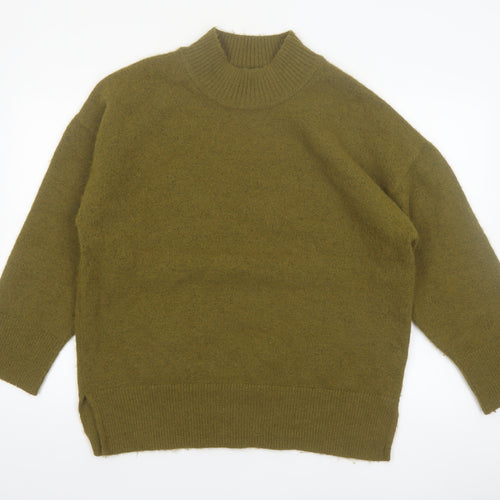 Marks and Spencer Women’s Green Mock Neck Wool Blend Pullover Jumper L