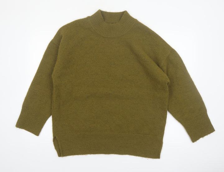 Marks and Spencer Women’s Green Mock Neck Wool Blend Pullover Jumper L