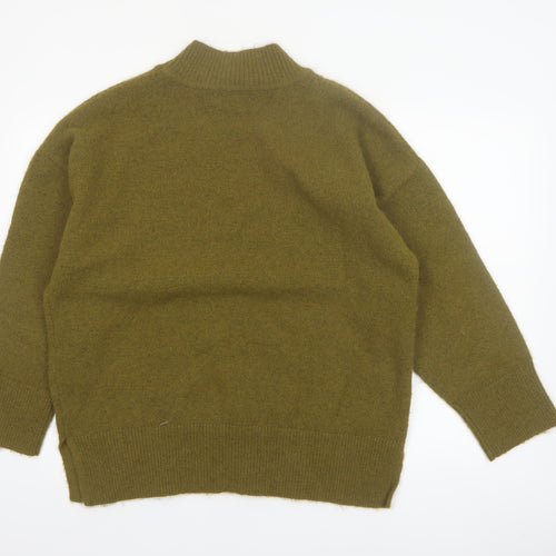 Marks and Spencer Women’s Green Mock Neck Wool Blend Pullover Jumper L