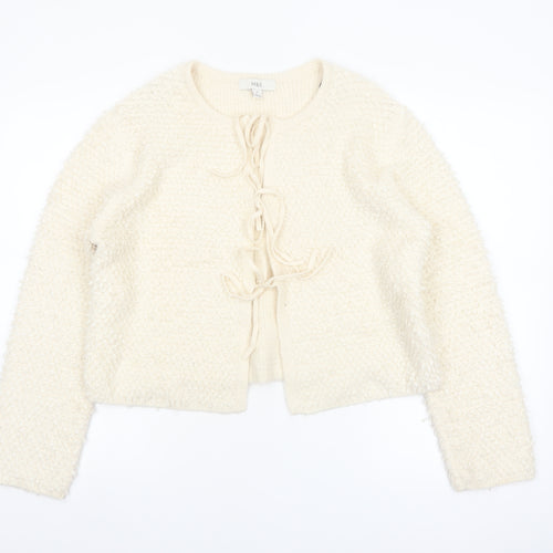 Marks and Spencer Womens Ivory Tie Front Chunky Knit Cardigan M