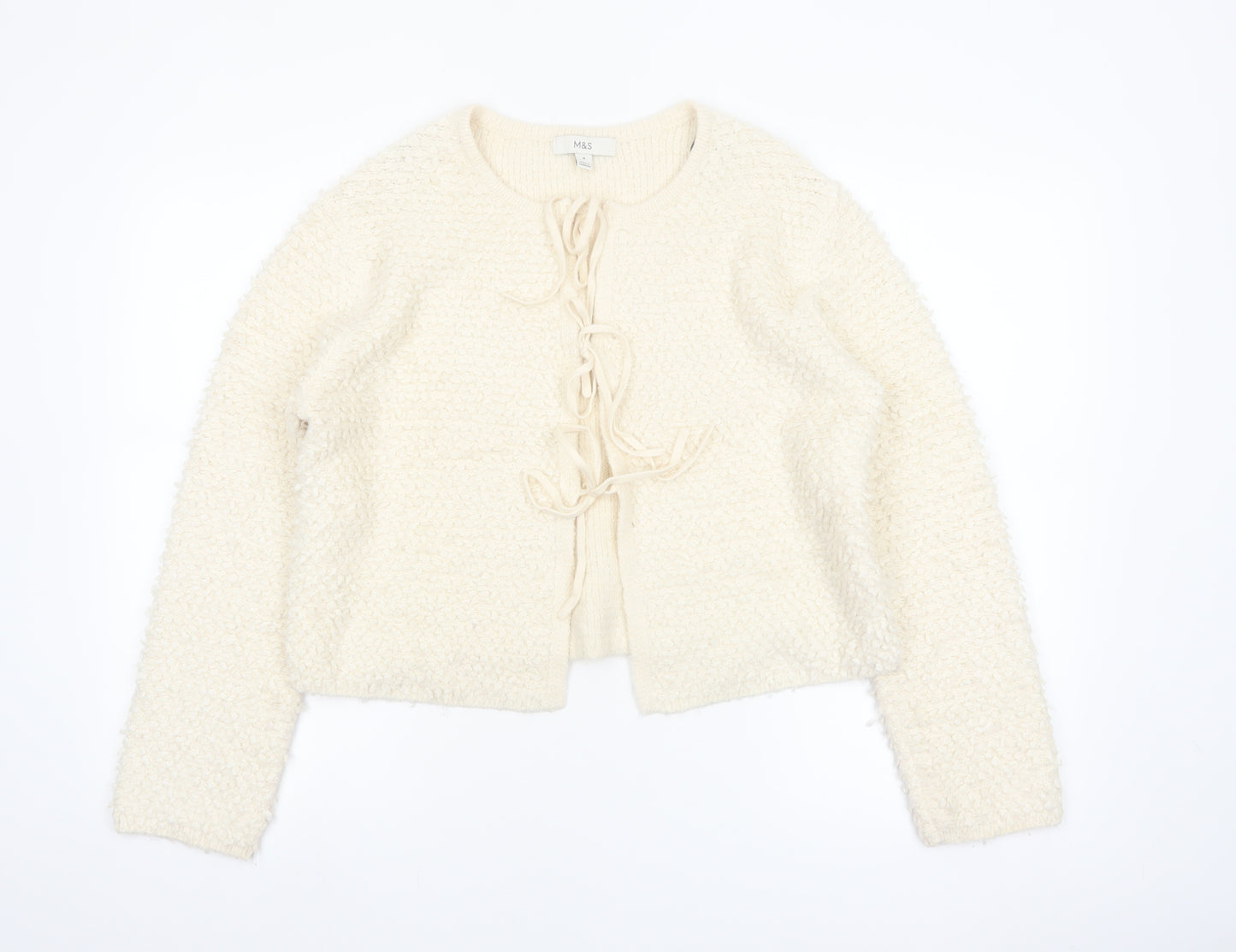 Marks and Spencer Womens Ivory Tie Front Chunky Knit Cardigan M
