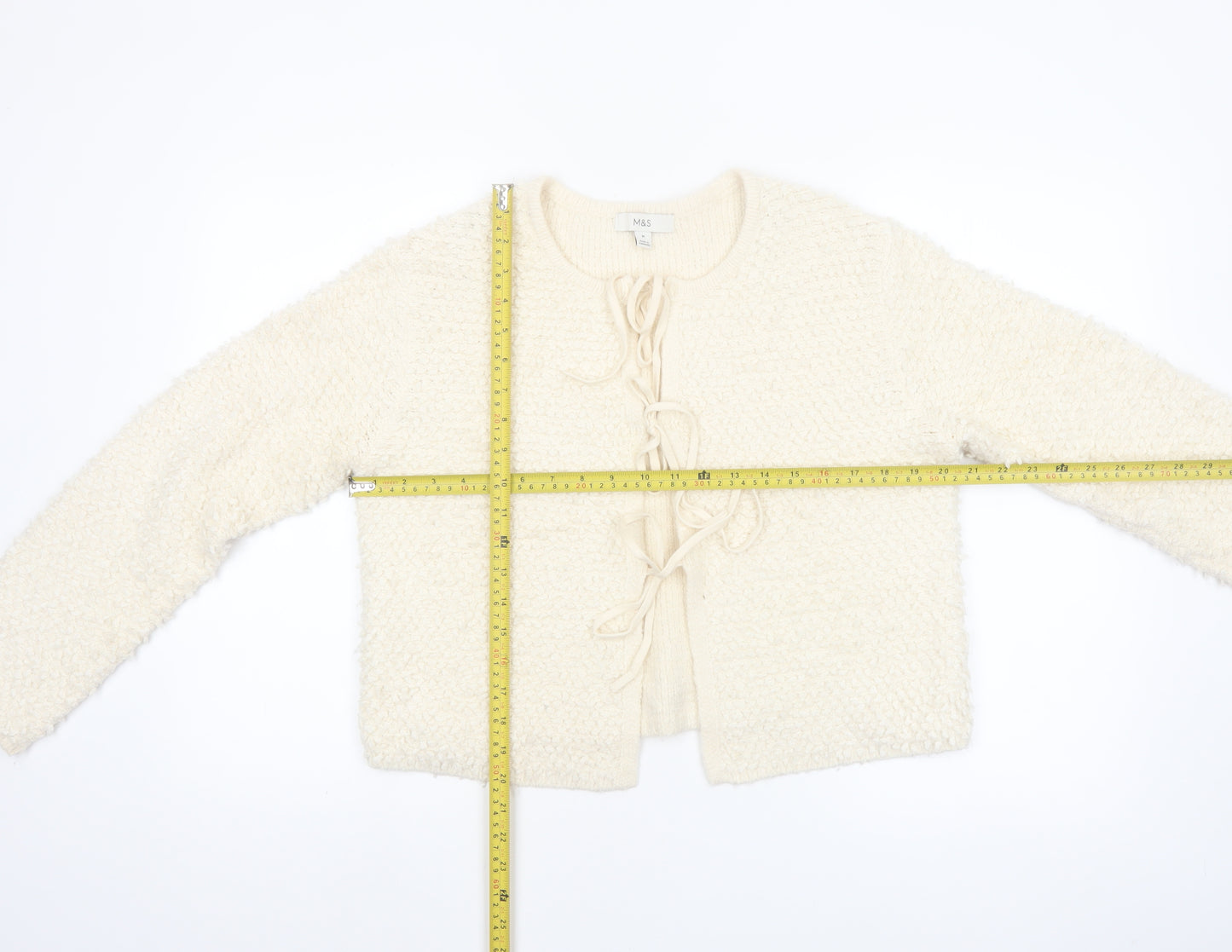 Marks and Spencer Womens Ivory Tie Front Chunky Knit Cardigan M