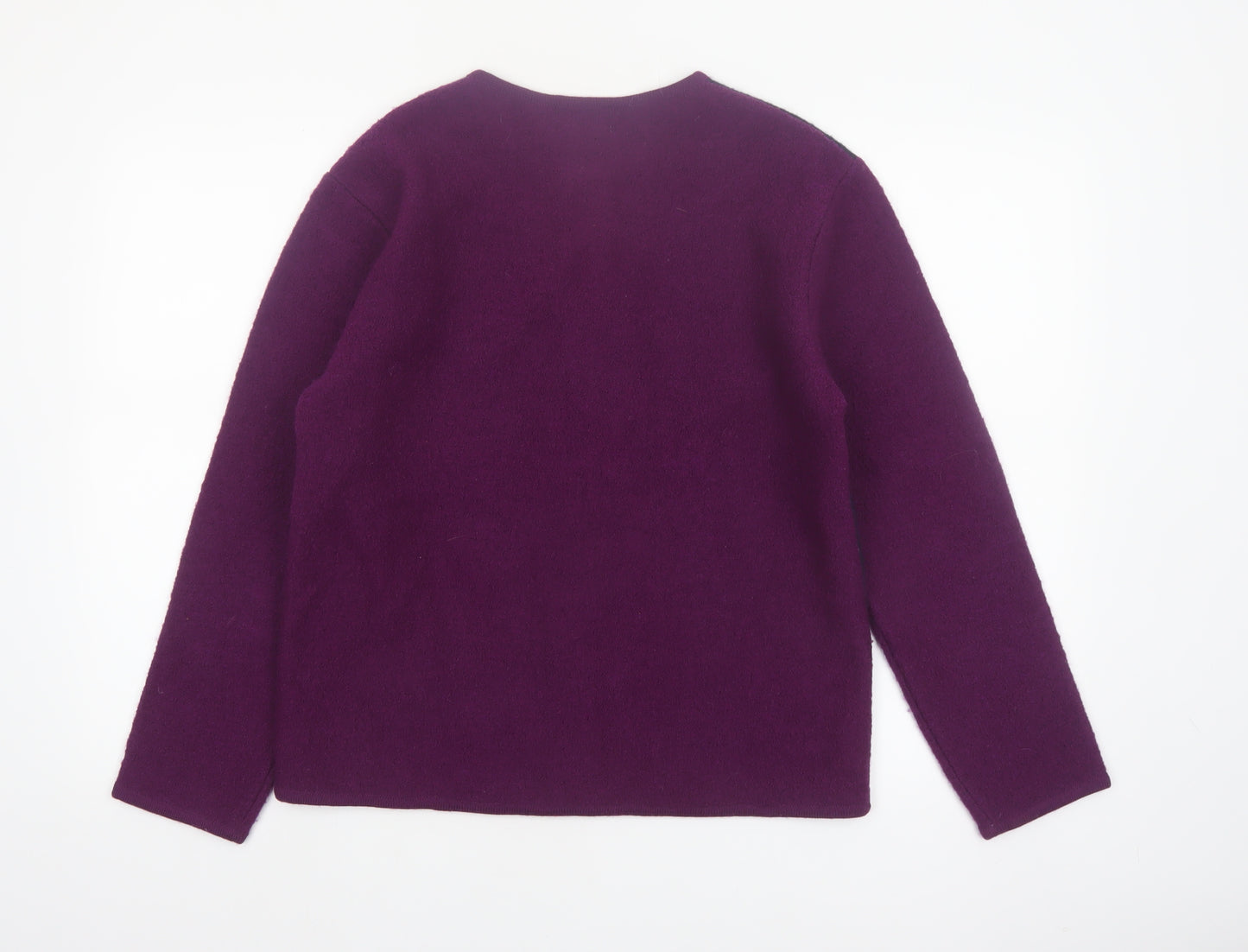 Tabi International Women Purple Wool Full Zip Geometric Jumper S