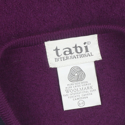 Tabi International Women Purple Wool Full Zip Geometric Jumper S