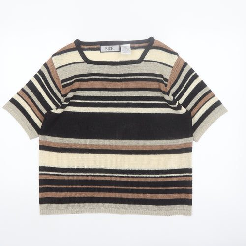 BICE Women’s Multicoloured Striped Short Sleeve Knit Jumper L