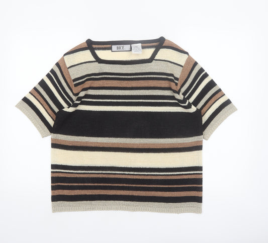 BICE Women’s Multicoloured Striped Short Sleeve Knit Jumper L