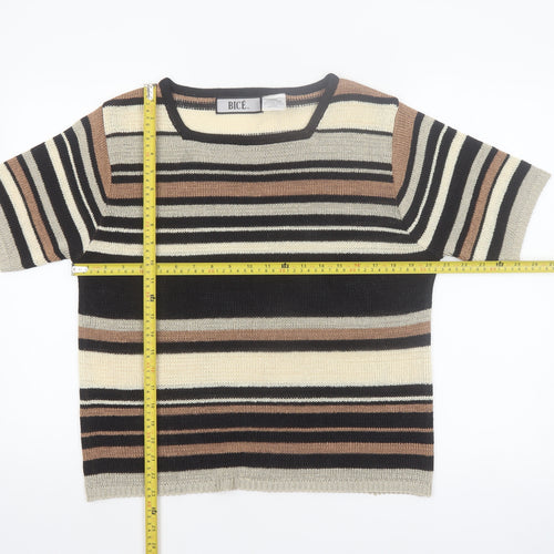 BICE Women’s Multicoloured Striped Short Sleeve Knit Jumper L