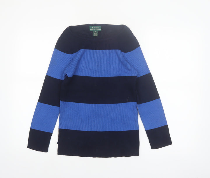 Lauren Ralph Lauren Women's Blue Striped Cotton Jumper Size S