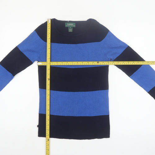 Lauren Ralph Lauren Women's Blue Striped Cotton Jumper Size S