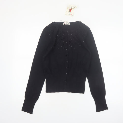 One Step Up Women's Black Beaded Cardigan Jumper Size L