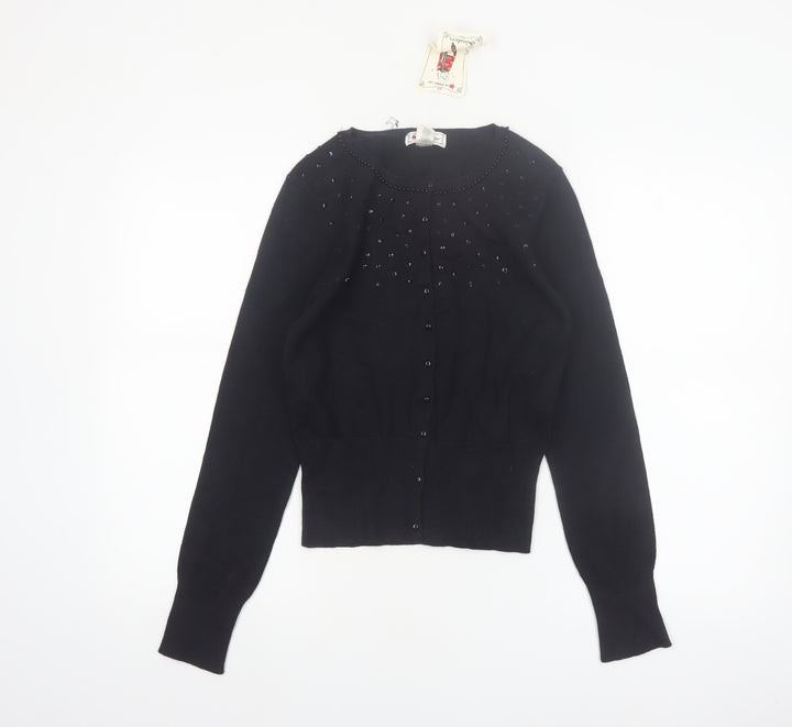 One Step Up Women's Black Beaded Cardigan Jumper Size L