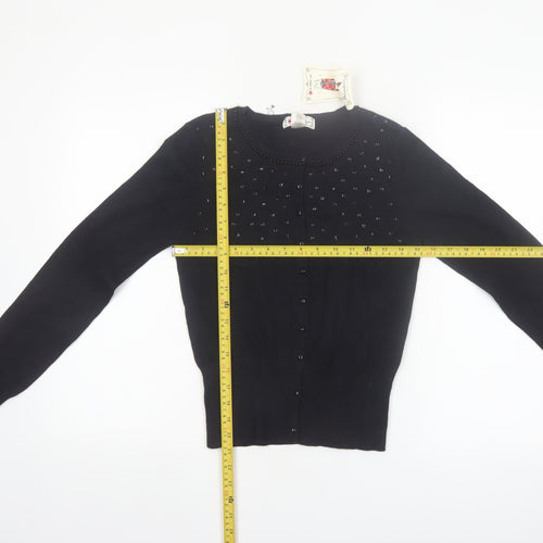 One Step Up Women's Black Beaded Cardigan Jumper Size L