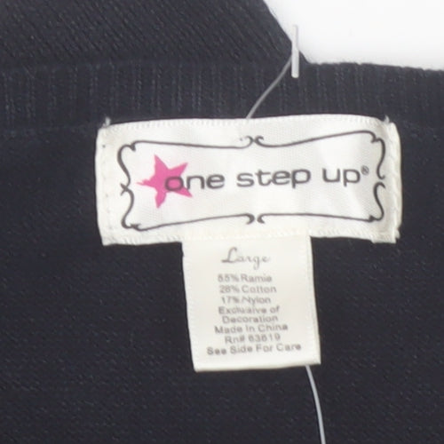 One Step Up Women's Black Beaded Cardigan Jumper Size L