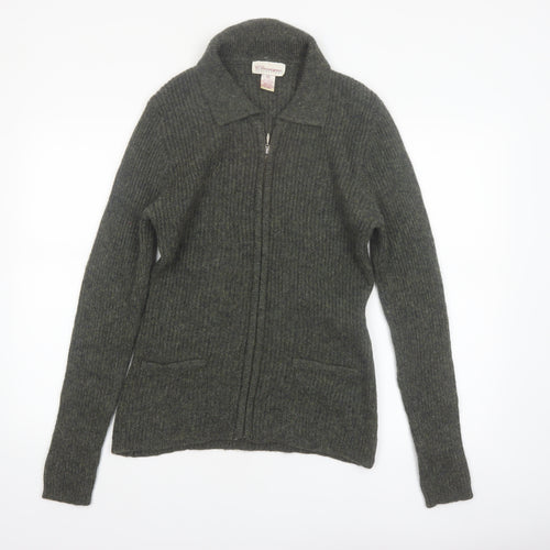 Classique Collections Women's Grey Wool Shetland Full Zip Jumper Size S