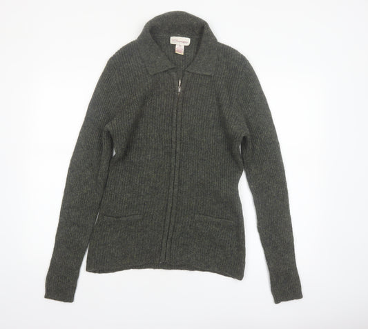 Classique Collections Women's Grey Wool Shetland Full Zip Jumper Size S