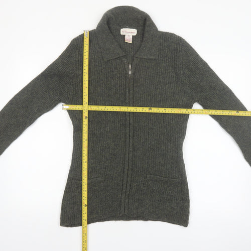 Classique Collections Women's Grey Wool Shetland Full Zip Jumper Size S