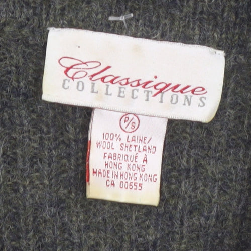 Classique Collections Women's Grey Wool Shetland Full Zip Jumper Size S