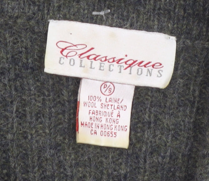 Classique Collections Women's Grey Wool Shetland Full Zip Jumper Size S