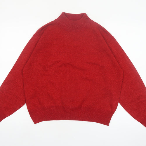 Milano Design Group Women's Red Mock Neck Pullover Jumper Size L