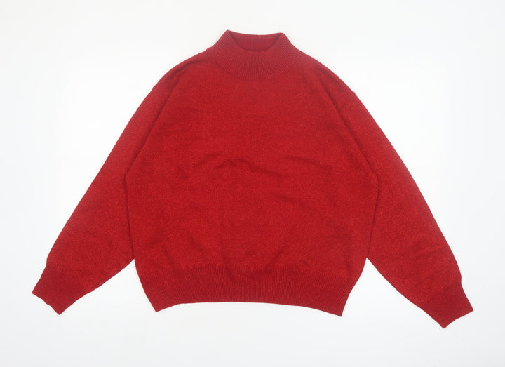 Milano Design Group Women's Red Mock Neck Pullover Jumper Size L