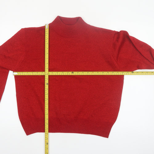 Milano Design Group Women's Red Mock Neck Pullover Jumper Size L