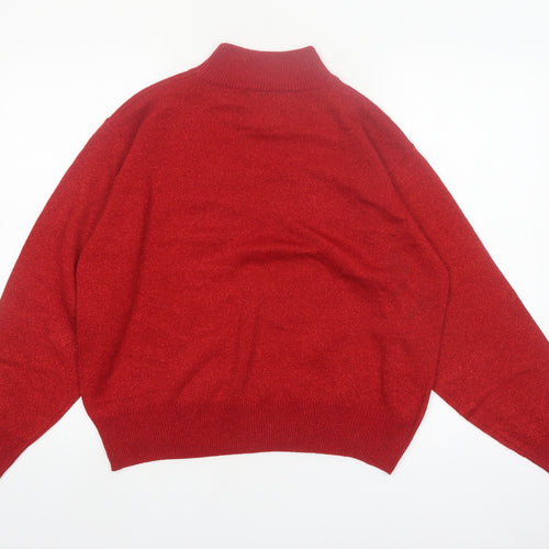 Milano Design Group Women's Red Mock Neck Pullover Jumper Size L