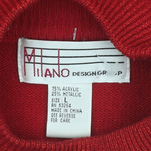 Milano Design Group Women's Red Mock Neck Pullover Jumper Size L