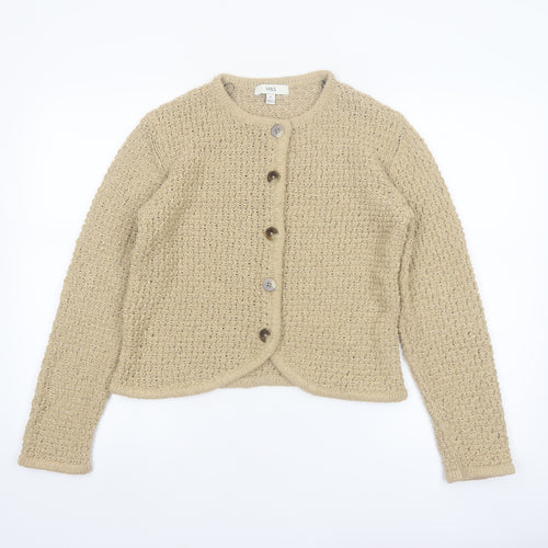 Marks and Spencer Women Beige Chunky Knit Cardigan M